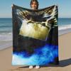 1pc Owl Letter Night Outdoor Flannel Throw Blanket All Season Soft Warmth,Home Decor 1031103