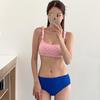 2025 Korean Split Swimsuit: 2-Tone Color Block with 3D Floral Embossing, Tummy Covering for Women