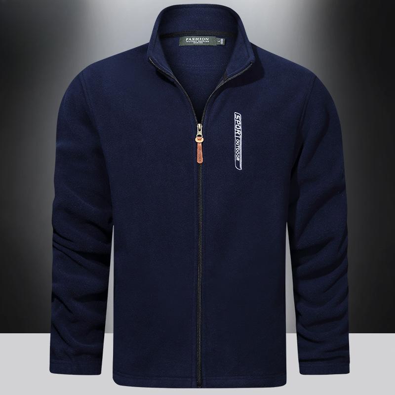 Fleecová bunda Pánská Podzimní a Zimní Teplá Fleecová Bunda Volný Svetr Kardigan Plus Samet Polstrovaný Límec Bunda