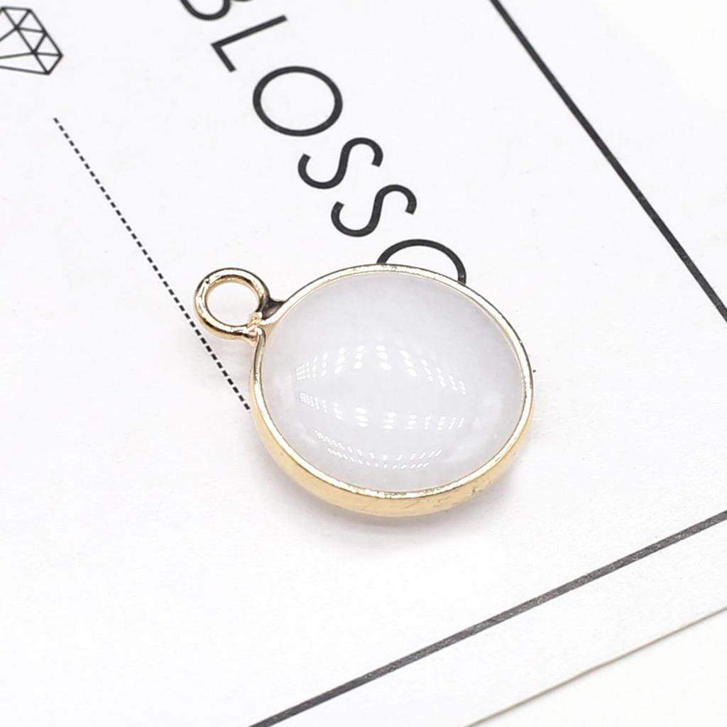 2Pcs, Aura Healing Crystal Pendants, Handmade Round Natural Stone Pendant, Rose Quartz Agate Amethyst Gemstone Charms for Jewelry Making DIY Crafts
