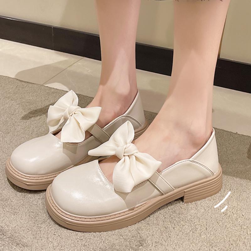 Damesko Flate Sko Mote Damesandaler 2024 Sommer Sløyfe Enkelsko Damesko med Lav Utskjæring Rund Tå Komfortable Damesko
