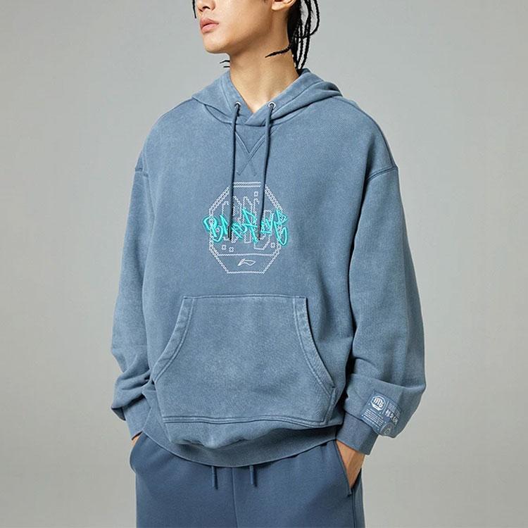 Li Ning Badfive Series Loose Sports Hoodie Unisex hoodies Lime-Blue AWDRD23-3