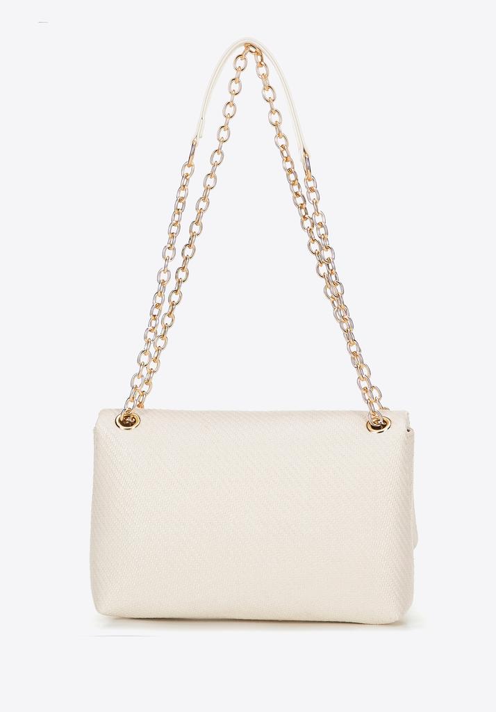 Sac bandoulière tissé pour femme Wittchen avec chaîne, blanc cassé, polypropylène blanc cassé