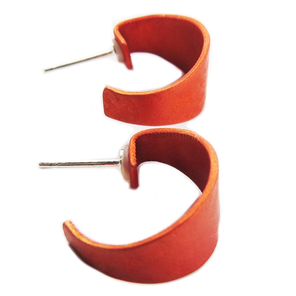 Les Trésors De Lily [R1207] - Orange 'Aluminirock' Handcrafted Hoop Earrings - 17 Mm- 10 Mm