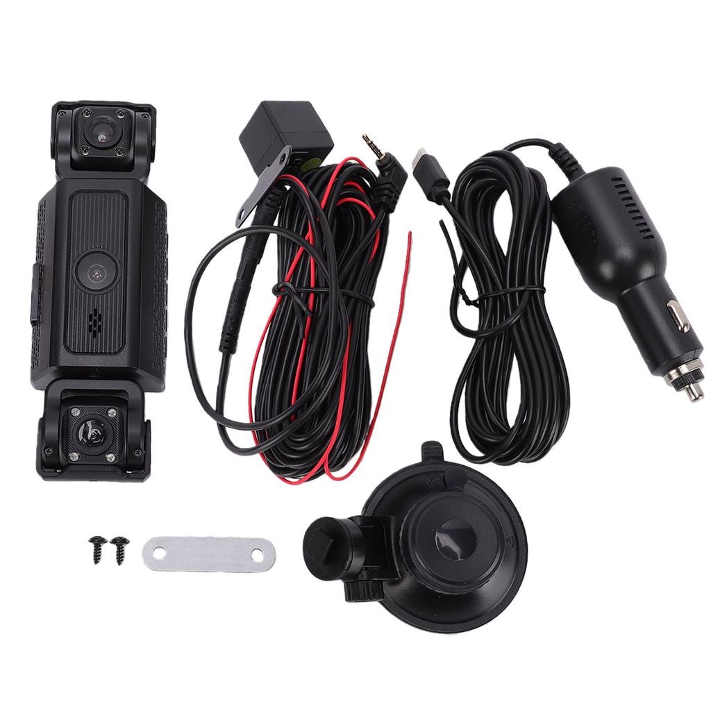 4 Channel Dash Cam 1080P 360 Degree Front and Rear Inside Dash Cam with Loop Recording 2.4 Inch Screen