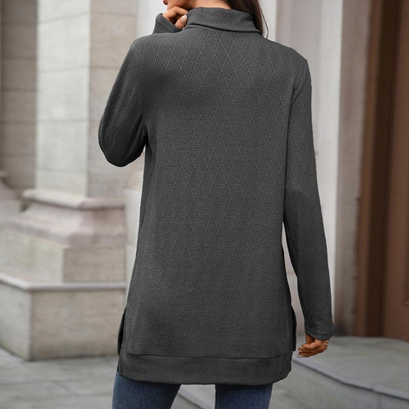 Women's High-Neck Loose-Fit Long-Sleeve Top Sweatshirt