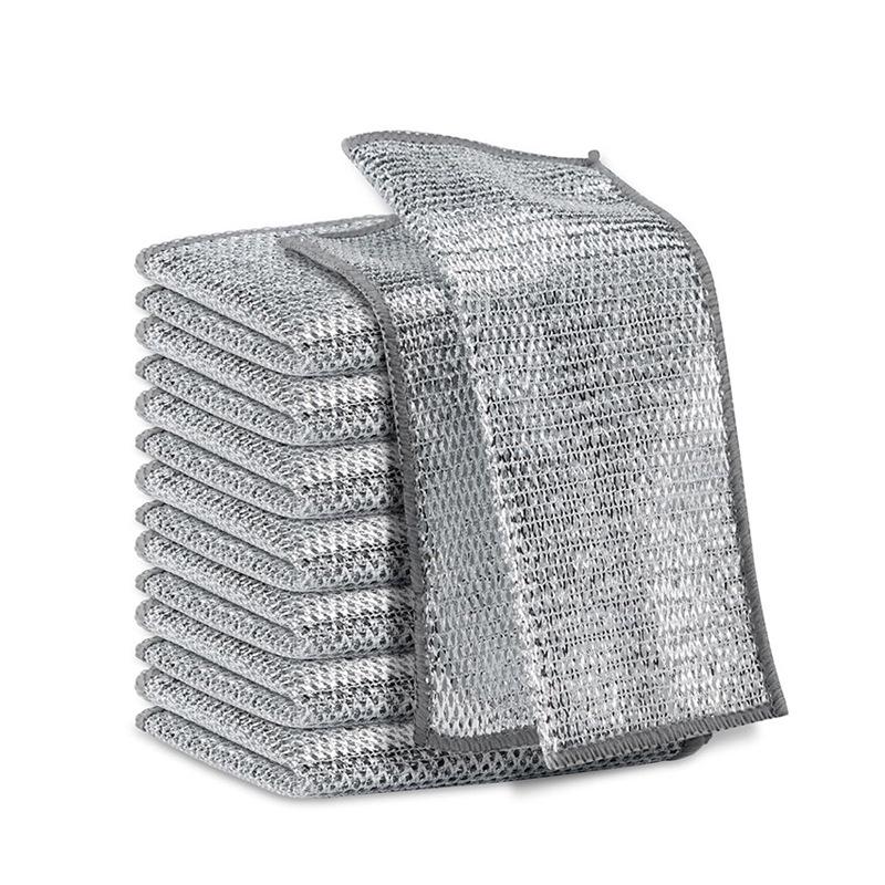 Double Layer Silver Steel Wool Dishwashing Scrubber Dishcloth