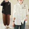 Southeast Asia Plus Size Retro Embroidered Cotton Linen Long Sleeve Shirt