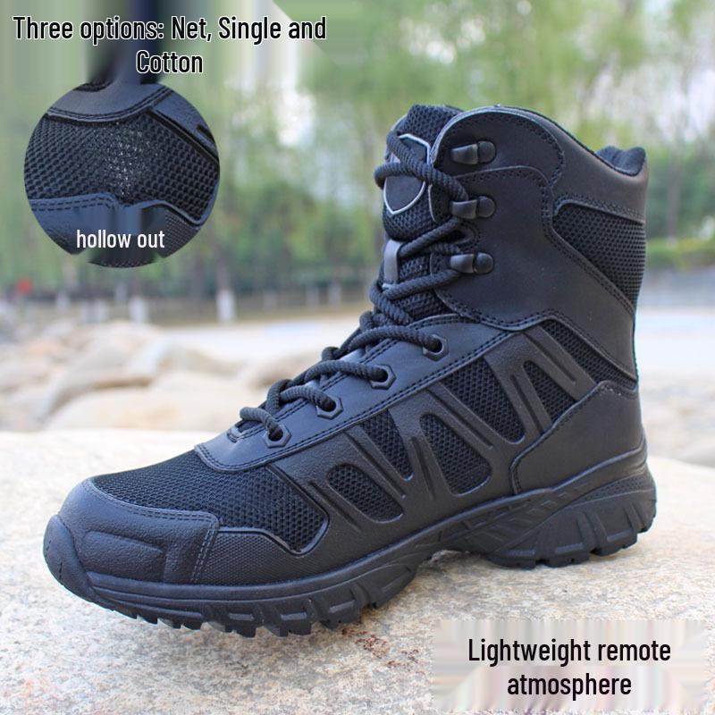 Men's Ultra-Light Tactical Mesh Boots - Breathable, Shock-Absorbing Summer Training and Security Footwear
