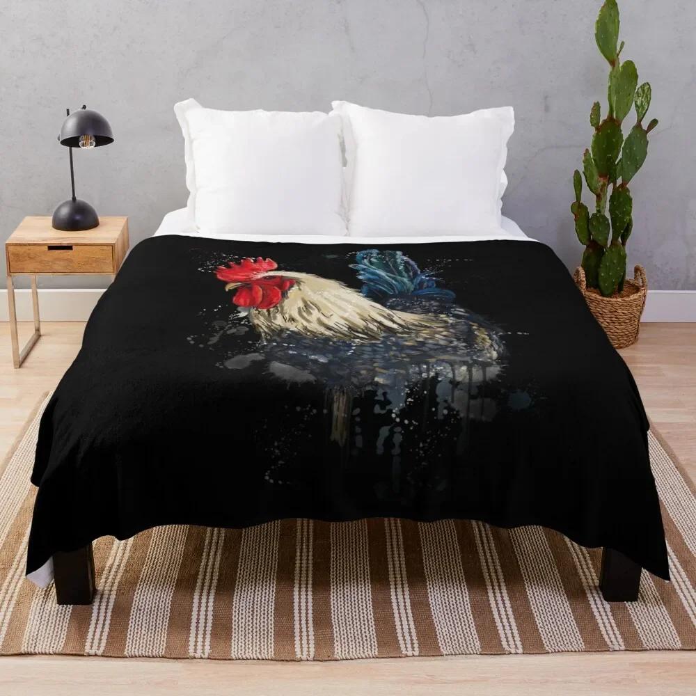 Cartoon Chicken Pattern Flannel Throw Blanket Egg Rooster Blanket Lightweight Warm Super Soft For Couch Sofa Bed Festival Gift