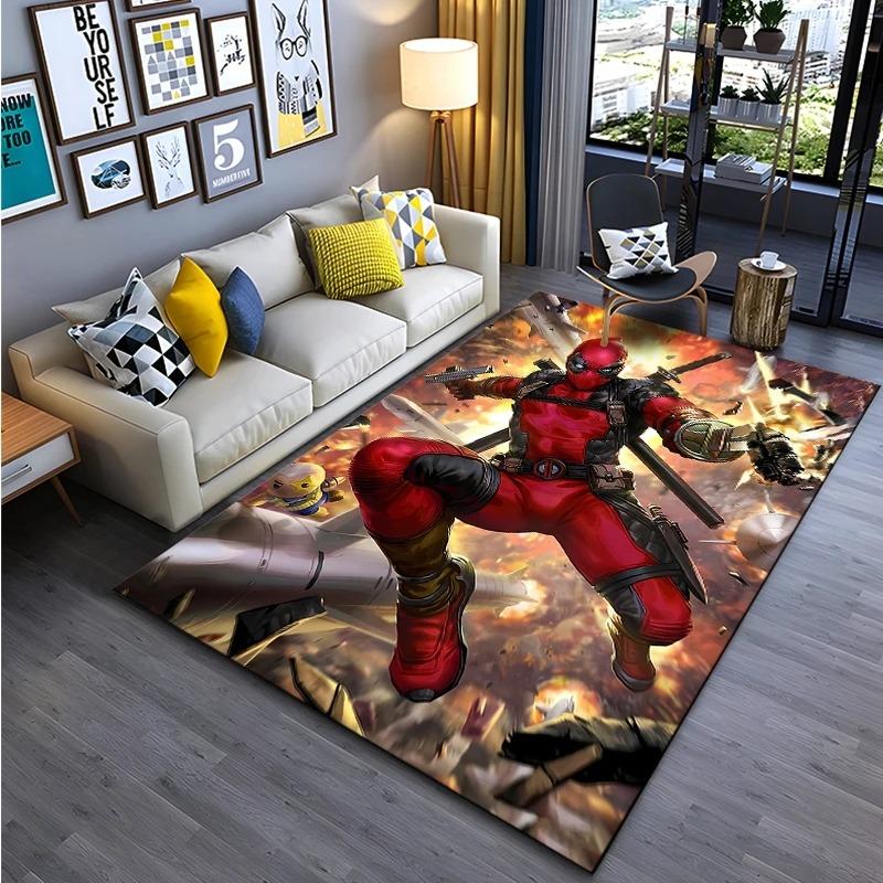 Tappeto Disney Avengers-Deadpool Marvel per Soggiorno Tappeto Grande Area Tappeto Pavimento Camera da Letto Tappetino Antiscivolo Tapis Decorazione Casa
