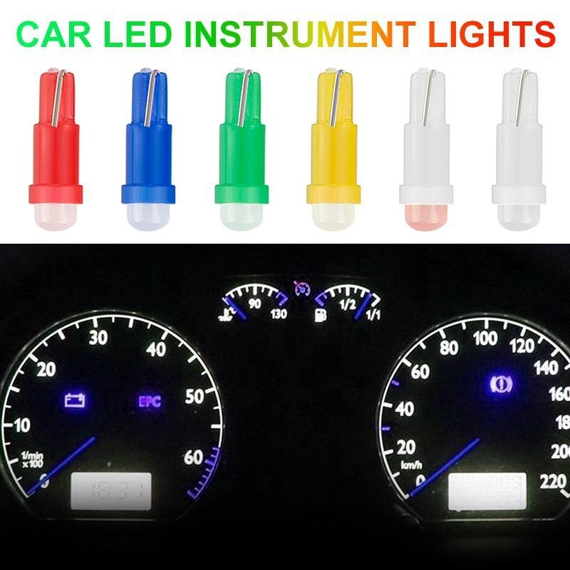 10pcs Car Interior T5 Led 1 SMD DC 12V Light Ceramic Dashboard Gauge Instrument Ceramic Car Auto Side Wedge Light Lamp 6 Colors