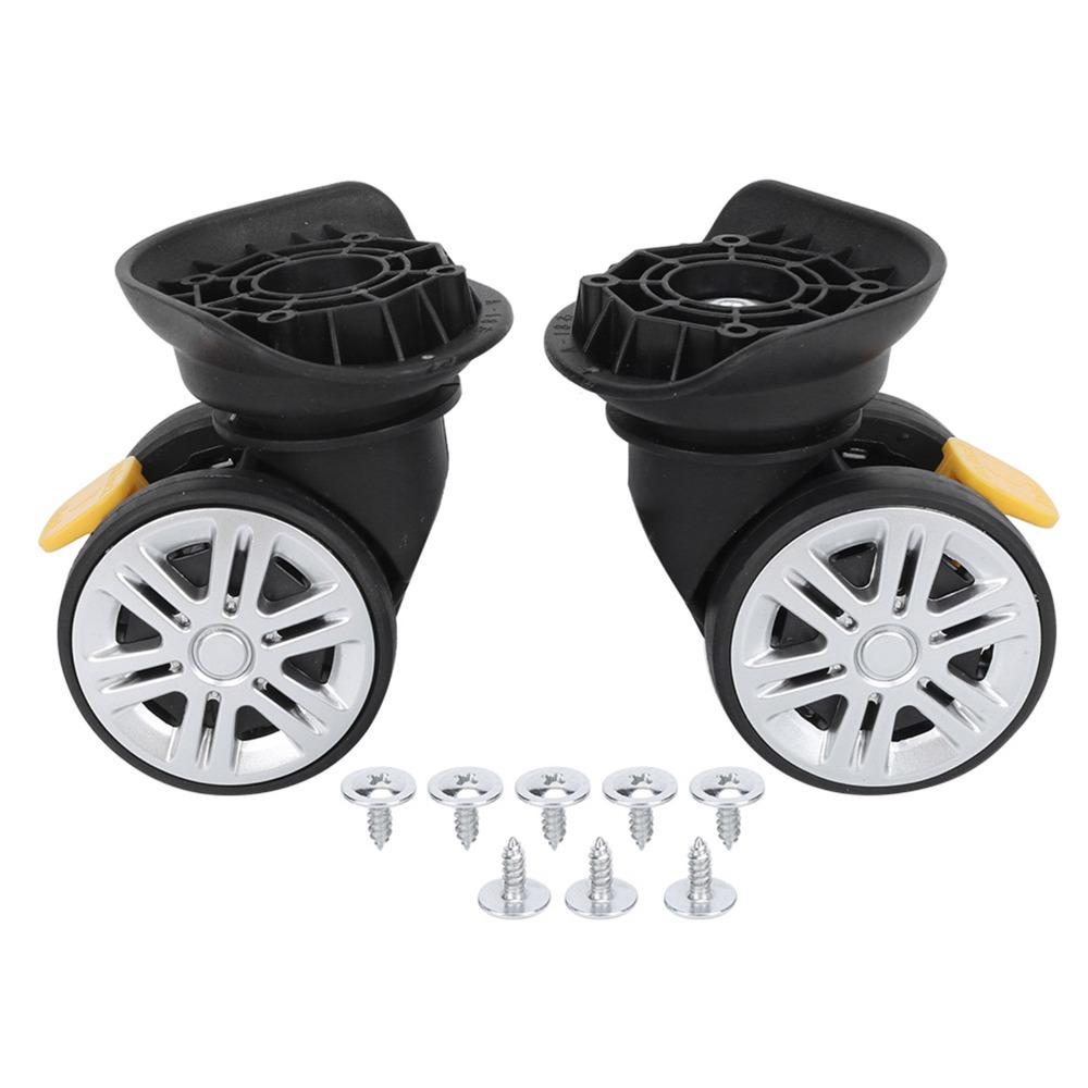 1 Pair Durable Mute Brake Luggage Wheels Replacement Swivel Black Universal Wheel Suitcase Wheels Luggage Repair