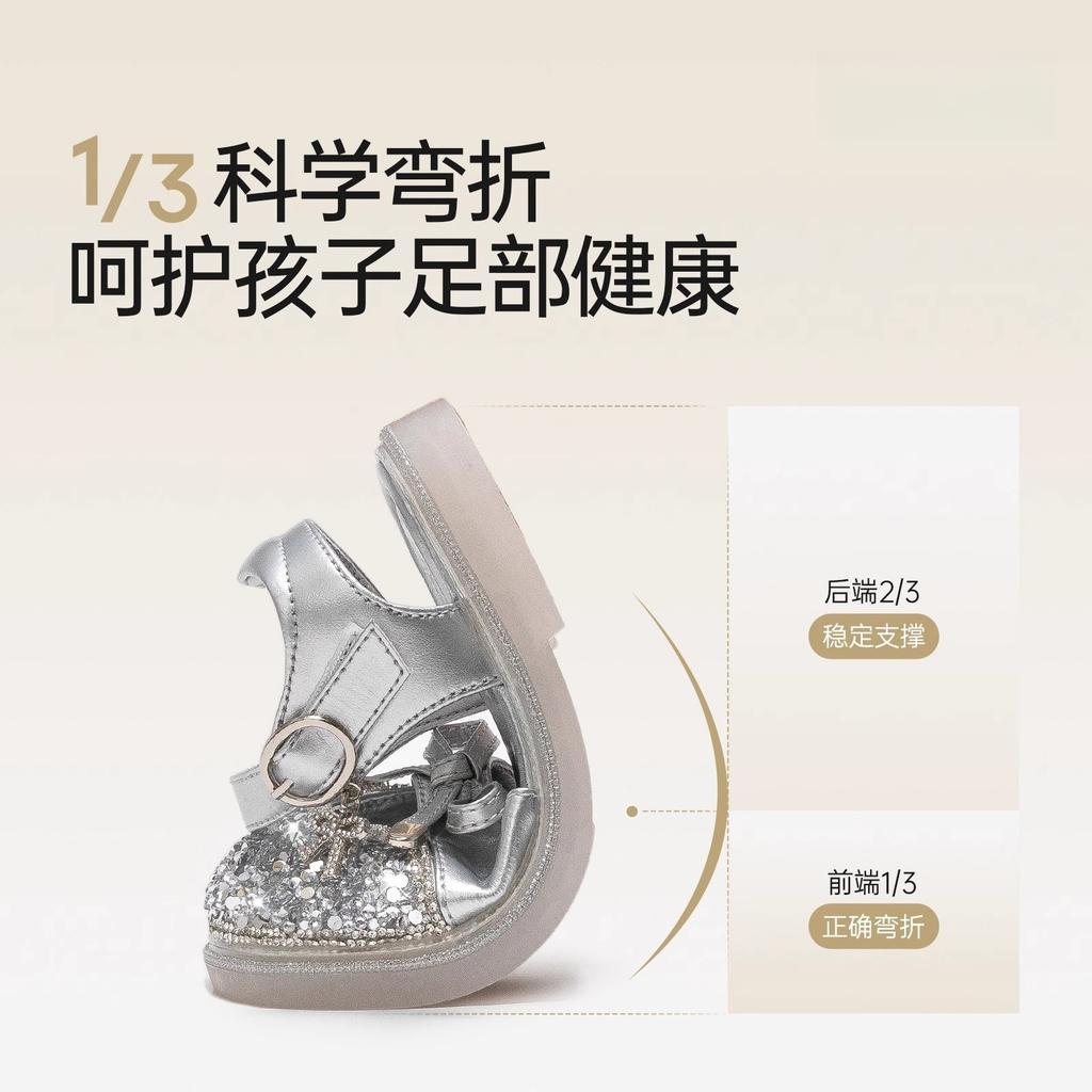 Girls princess sandals 2025 new summer children's shoes girls beautiful summer bag head crystal soft sole women's treasure