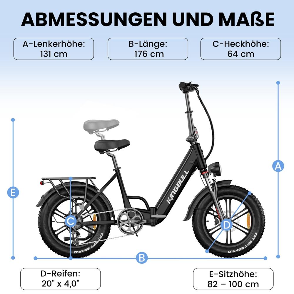 Electric Bicycle Kingbll Literide 500W Motor 20" Fat Tire City Foldable E-Bike 48V 13.5Ah Dual Disc Brakes 7 Speed Max Load 150Kg
