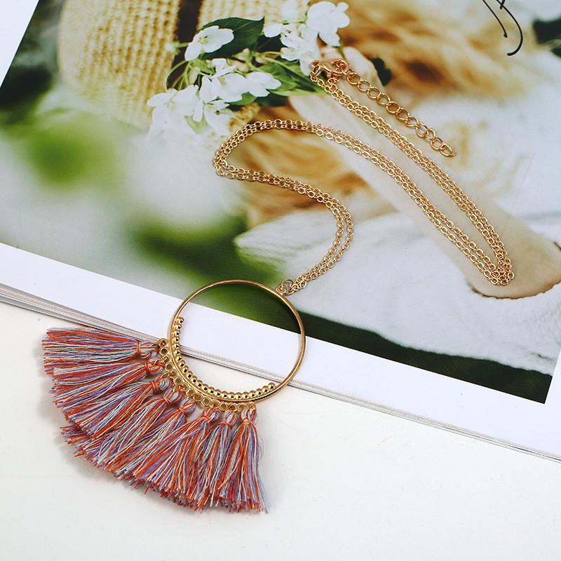 Stylish Pendant Tassel Necklace With Electroplate Finish For Summer Outfits