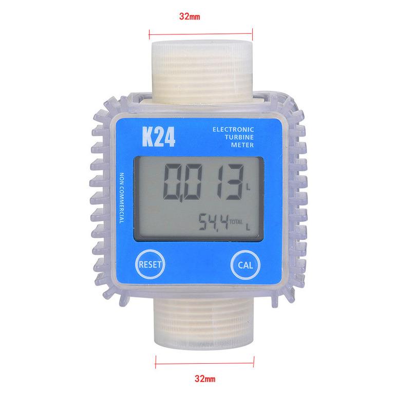 K24 Medidor Digital de Óleo Diesel Combustível Medidor de Turbina Produtos Químicos Água Líquido Marinho turbo LCD Medidor de Vazão Ferramenta de Medição