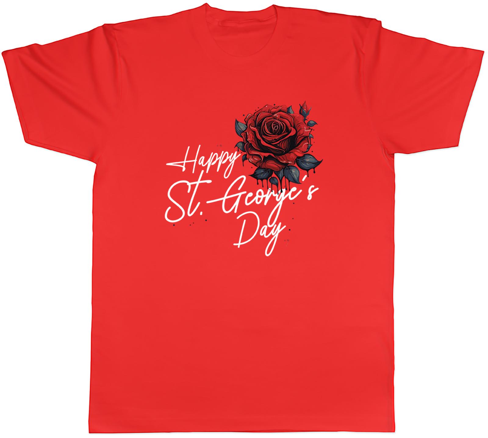 Happy St Georges Day Gothic Rose English UK Unisexs TShirt Tee Gift Top S