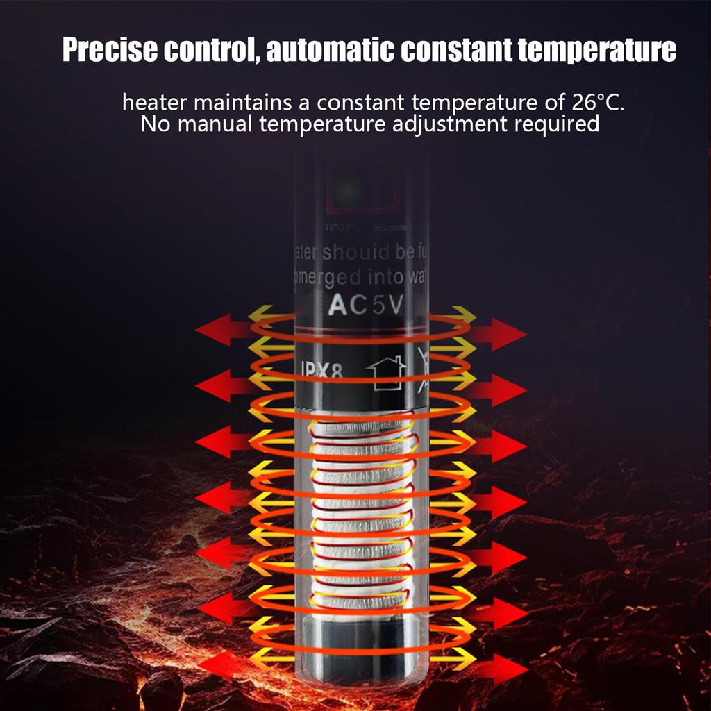 Aquarium Heater 10W Submersible Thermostat Desk Aquarium USB Heater For Koi Turtle Hermit Crab Living Room Bedroom Study Room