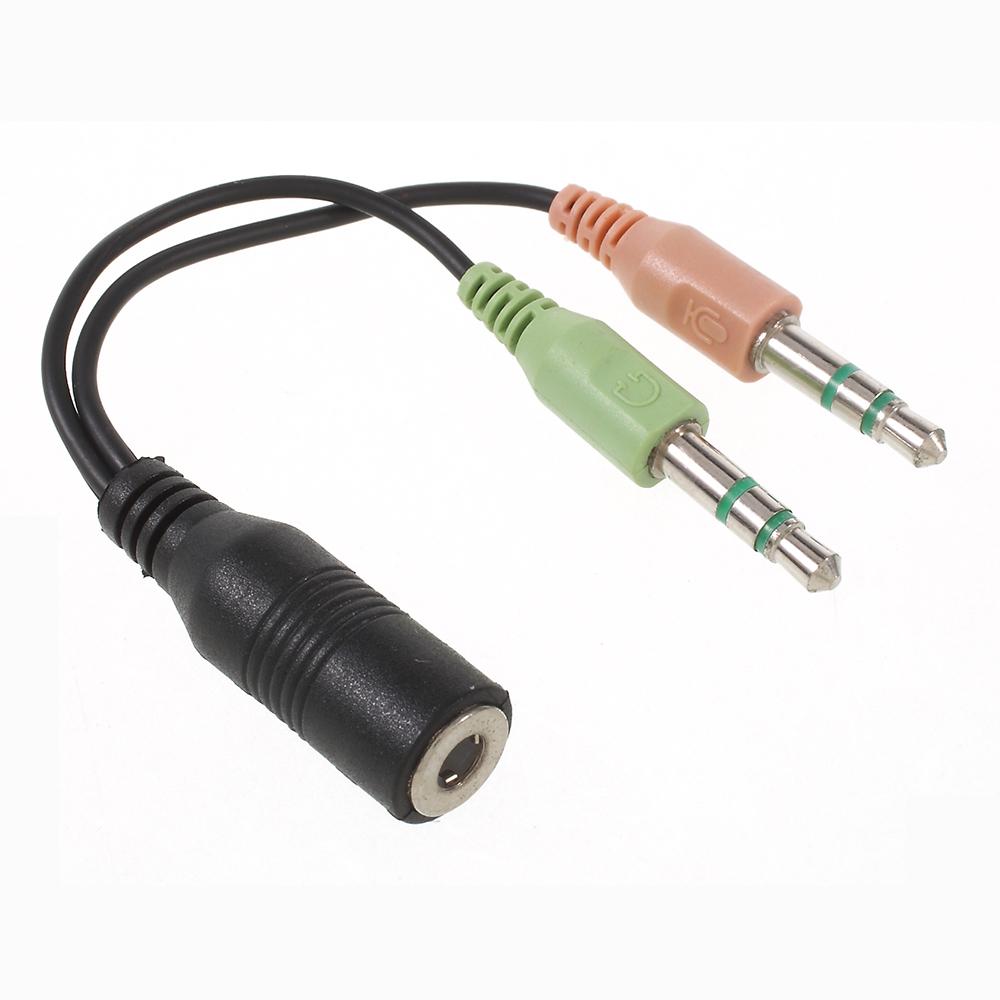 Dual 3.5mm Male To Single 3.5mm Female Headphone Mic Audio Y Splitter Cable Smartphone Headset To PC Adapter