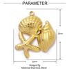 Trendy Gold Color Stainless Steel Charm Starfish Shell Pendant DIY Making Necklace Bracelet Accessories Ocean Vacation Style
