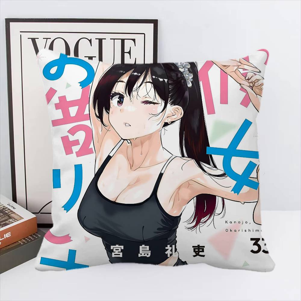 Kanojo Okarishimasu Anime Pillow Case Square Pillow Bedroom Sofa Leisure Comfort Cushion Car Home Decoration