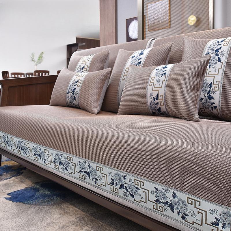 Ice Silk Sofa Cushion Summer Mat Non-Slip Cushion New Chinese Style Cover Cool Pad Summer Summer Mat