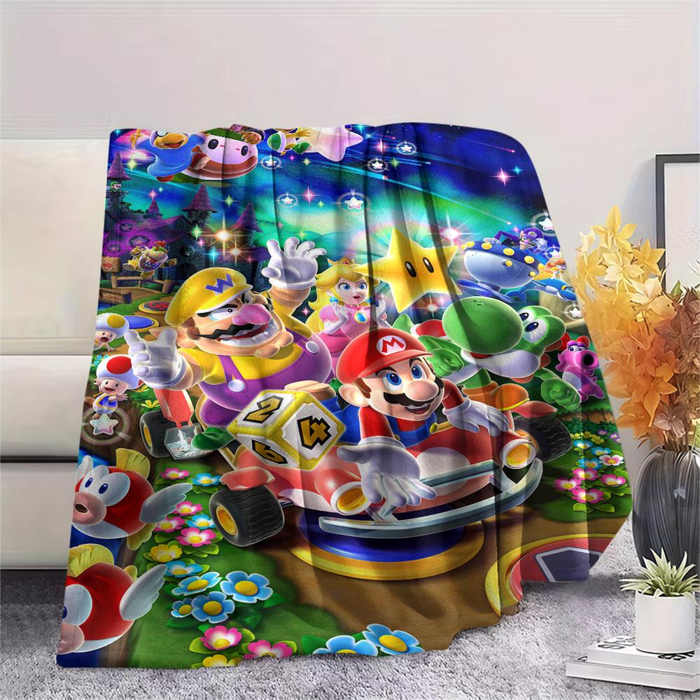 Super Mario Cartoon printing Flannel Blanket Bedroom Sofa Camping Warm blanket Gifts for family and friends-MJ017
