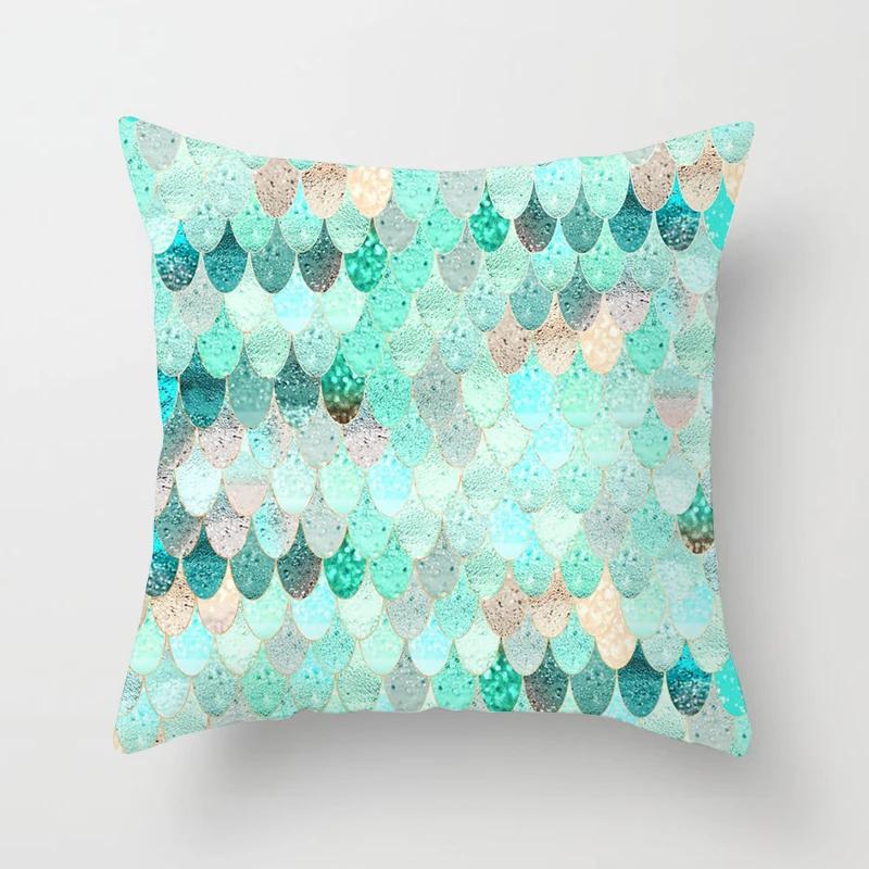 Mint Geometric Cushion Cover Polyester 45X45CM Pillowcase Home Decorative Throw Pillow Covers
