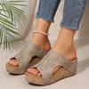 Large size wedge heel cross with sandals women's new wedge heel fish mouth women's shoes