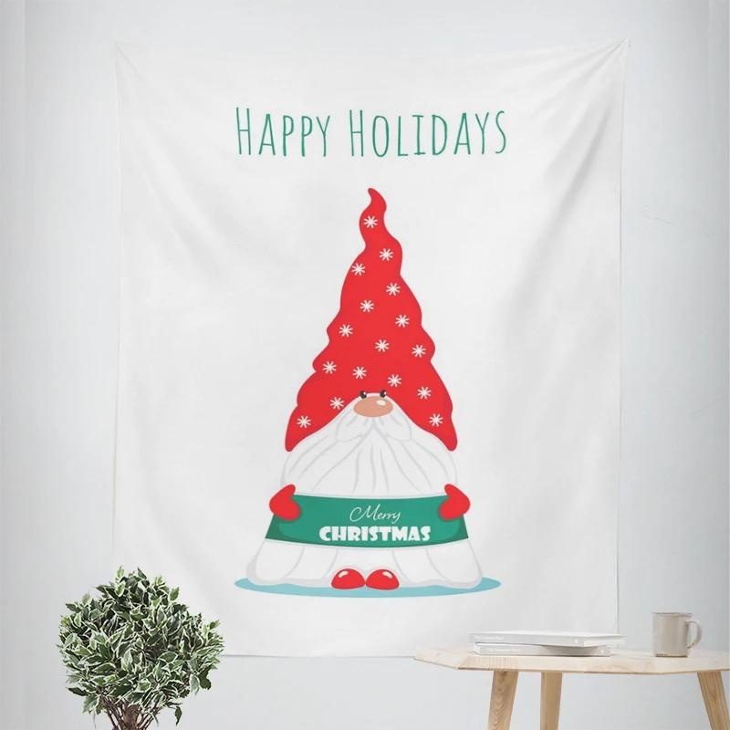New Year Christmas Gnome Dwarf Pattern Living Room Bedroom Decorative Tapestry