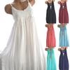 Plus Size Summer Beach Dress Crocheted Lace Solid Color Sleeveless Maxi