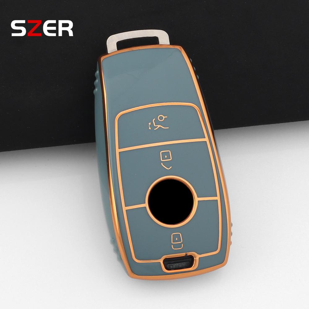 For Mercedes Benz E S G Class Glc Cle Cla Glb Gls W177 W205 W213 W222 X167 Amg E200 E260 Golden Tpu Car Key Case Cover Shell Fob