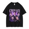 Retro Kpop Band Choi San Ateez Grafik T-Shirt Damen Hip Hop Kleidung Baumwoll-T-Shirt Unisex Mode Hochwertiges T-Shirt