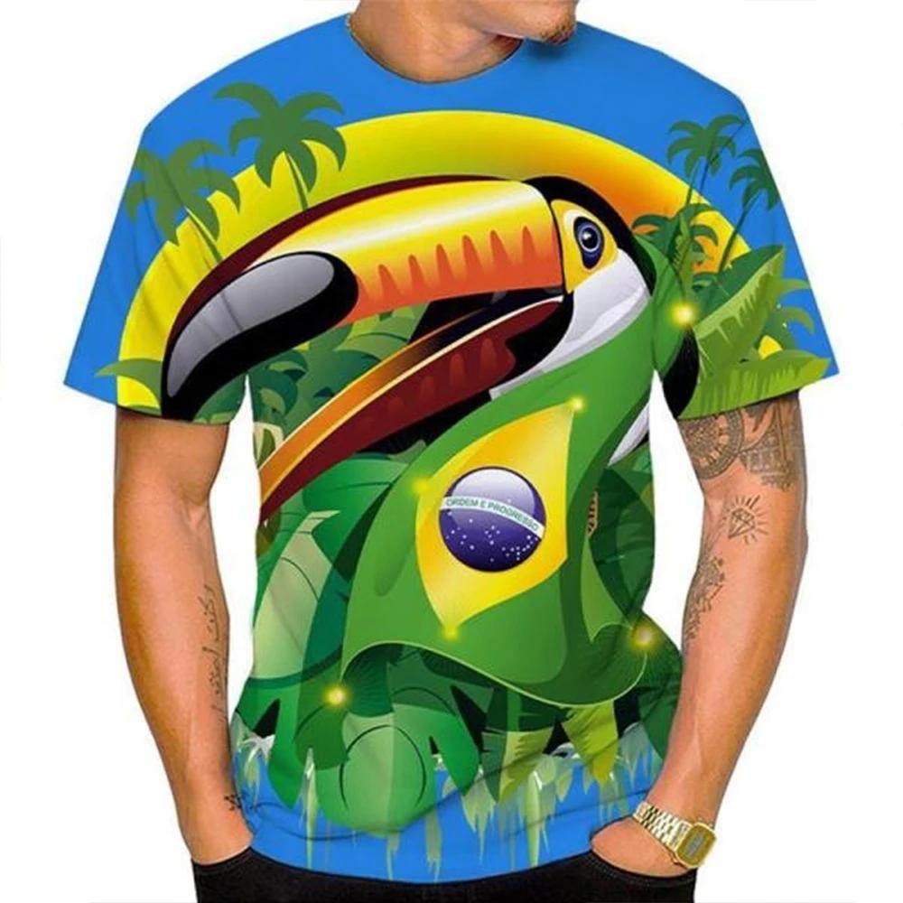 Pánské/Dámské Módní Tričko 3D Art Vlajka Brazílie / Státní Znak Ležérní Trička Krátký Rukáv Trička Kulatý Výstřih Sportovní Topy