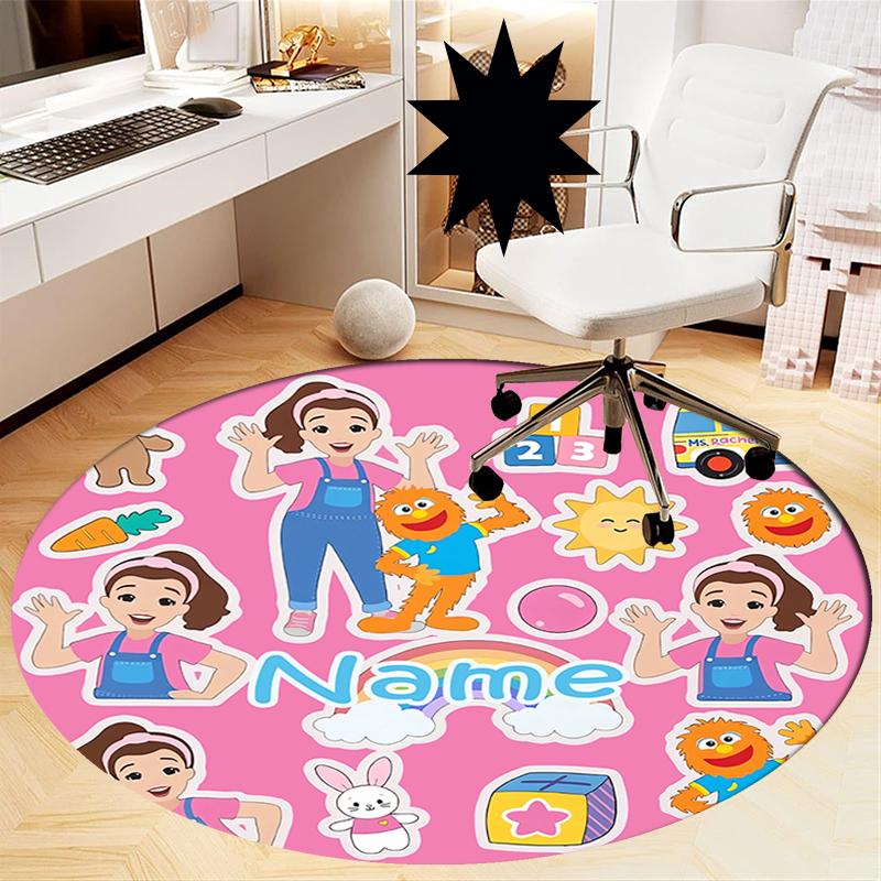 Custom Name Ms. Rachel Printed Round Rug Carpet Chair Rug Area Rug Entryway Doormats,for Office Chair Living Room Bedroom Kitchen Room.