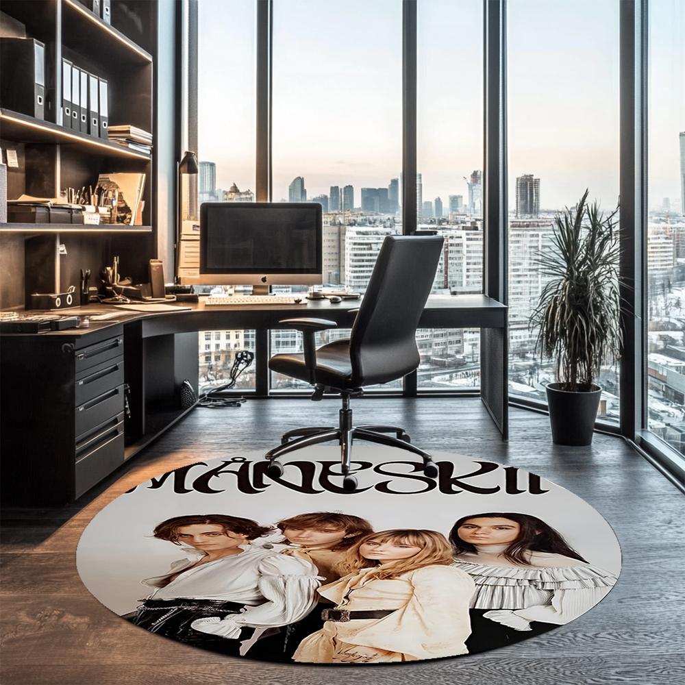 Maneskin Printed Round Rug Carpet Chair Rug Area Rug Entryway Doormats,for Office Chair Living Room Bedroom Kitchen Room.