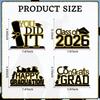 2026 Graduation Desktop Decor: Set of 4 Wooden Ornaments for Party Scenes