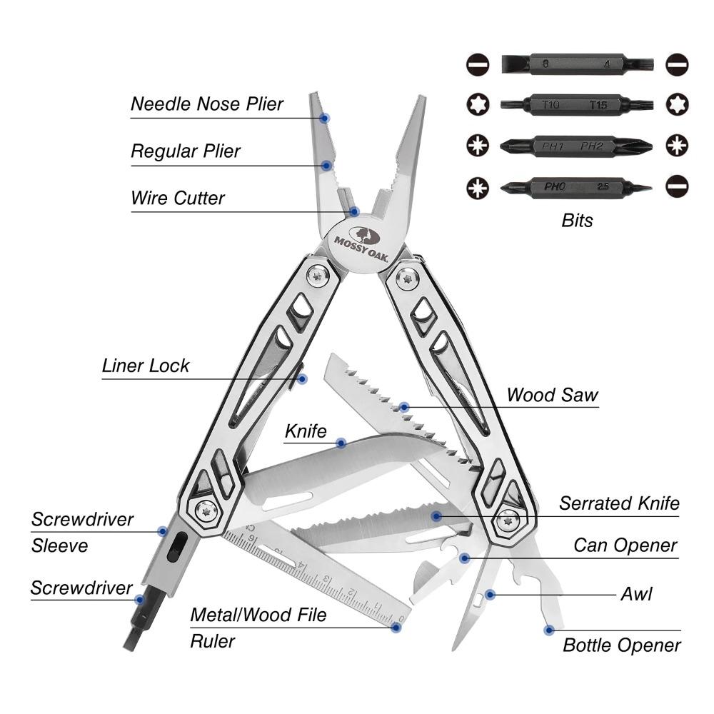 21 In 1 Multi Function Pliers Stainless Steel Portable Pocket Knife with Sheath for Outdoors