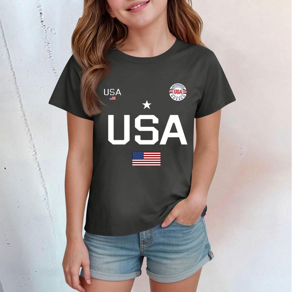 Children's Casual Printed Round Neck Short-sleeved Top