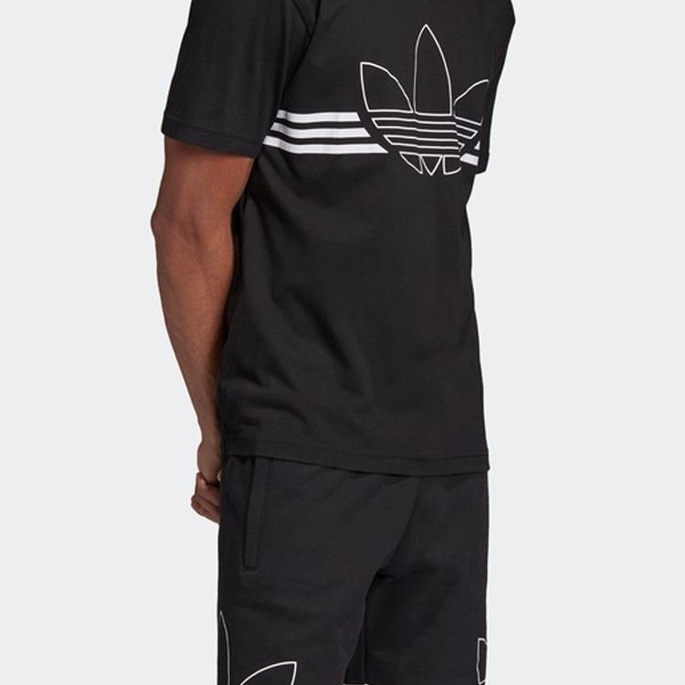 Adidas Originals Trefoil Outline Logo Short Sleeve T-Shirt Men Tops Black ED4698