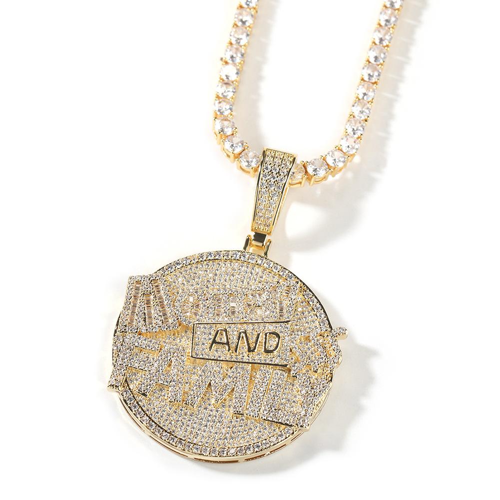 New Money and Family Letter Pendant Trendy Cool Diamond Set, Men's Necklace