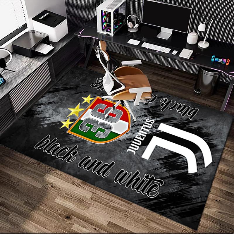 1pc Office Printed Area Carpet, Juventus Football Club Rug, Home Sofa Chair Mat For Christmas and Halloween Décor