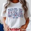 Patriotic USA Floral T-and Kids Tshirt, 1776 Independence Day Tee
