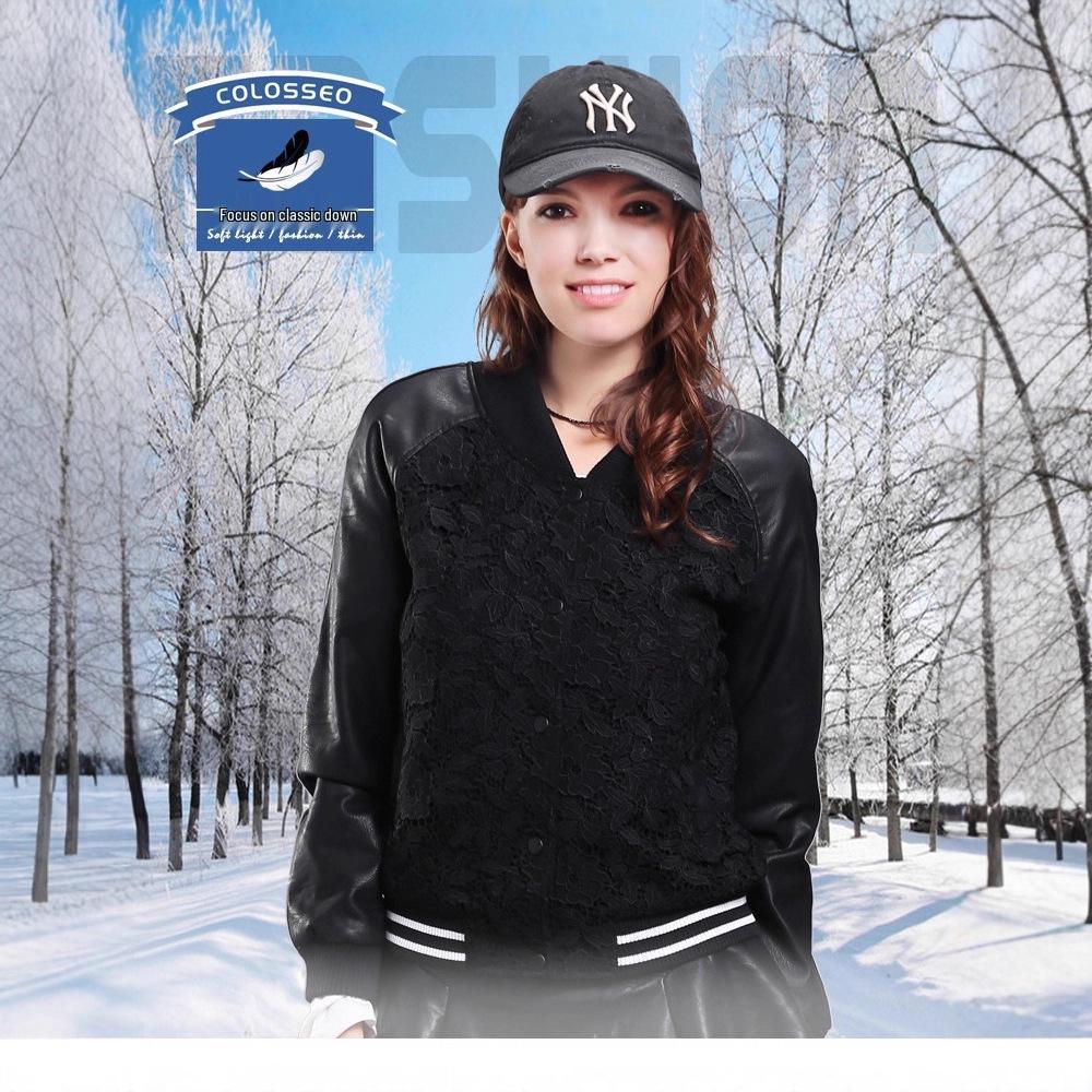 

Women s Trendy Lace Baseball Jacket – Versatile Casual Outerwear, Japanese & Korean Style for Autumn Small чорний