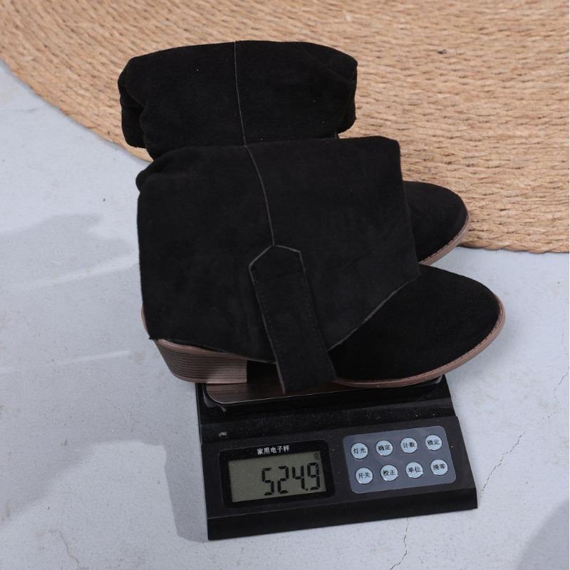 Women's Vintage Round Toe Boots, Wrinkled Stacked Martin Boots, Chunky Heel Wholesale Booties for Women