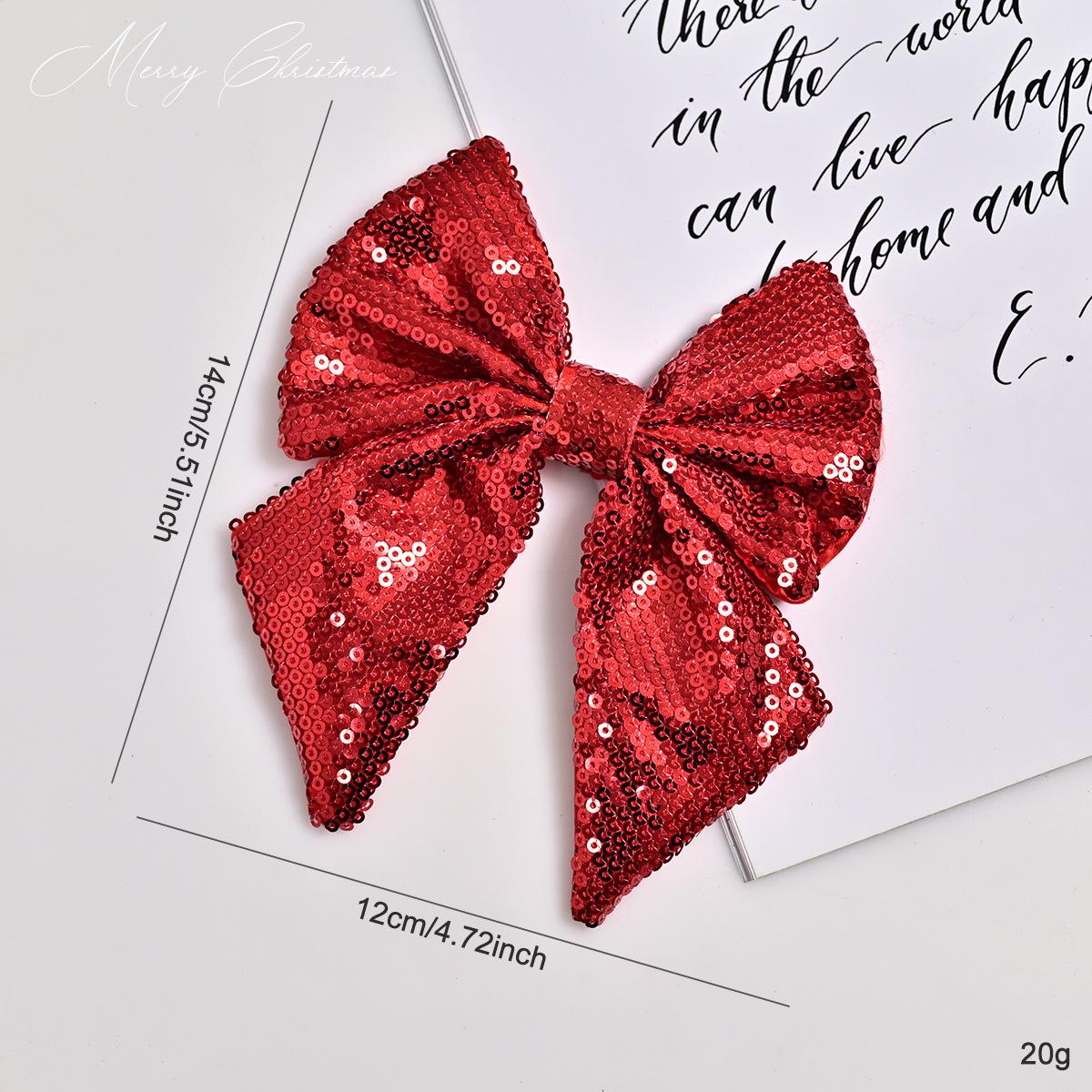 

Sequined Christmas Bow Ornament for Tree and Scene Decorations