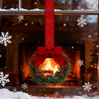 Christmas Kitchen Cabinet Wreaths with Ribbon Stair Hanging 2025 Xmas Navidad 2026 New Year Party Supplies