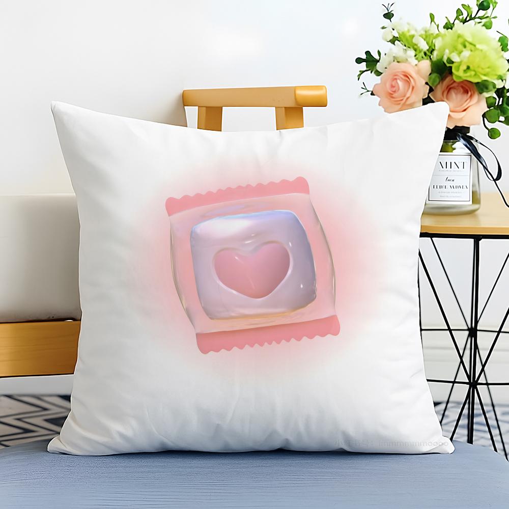 sweet pink candy Cushion Cover Washable Linen comfort Soft for Sofa Bed Cozy Home Room Decor