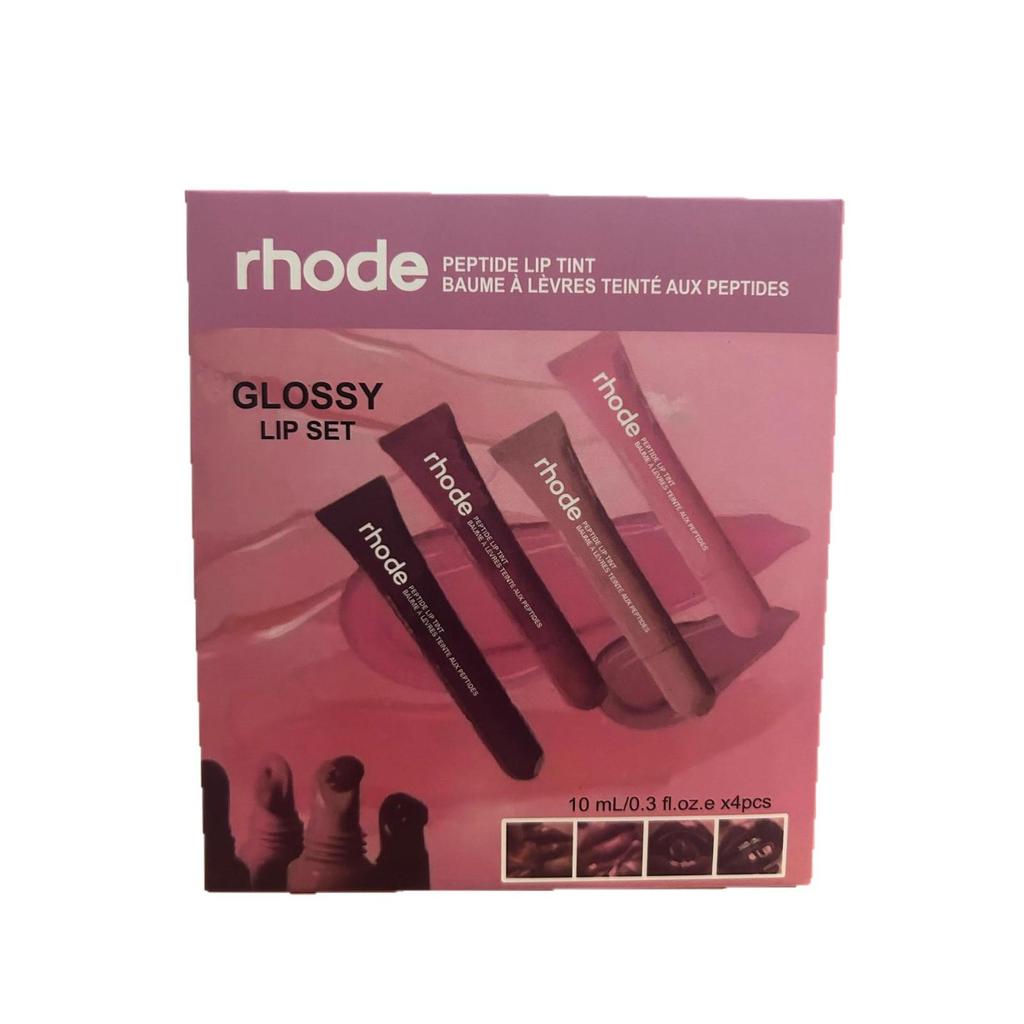 Zestaw 4 sztuk błyszczyka i balsamu do ust Rhode Hailey: Nawilżająca Kolekcja Koloryzująca do Pielęgnacji Ust